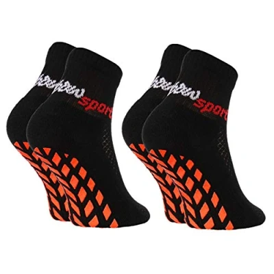 Afbeelding van Rainbow Socks Antislip sportsokken voor meisjes en jongens, 2 x zwart.