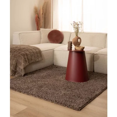 Afbeelding van Hoogpolig Vloerkleed Shaggy Trend Effen Taupe 100x100 Cm