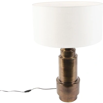Afbeelding van QAZQA Art deco tafellamp met kap wit 50 cm Bruut
