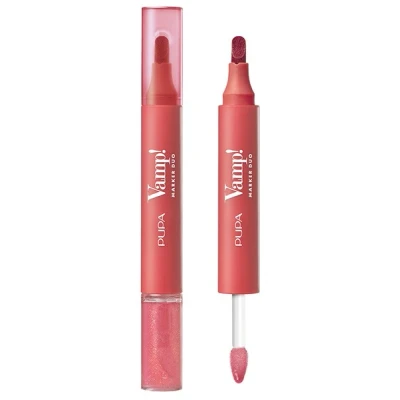 Afbeelding van Pupa Vamp! Marker Duo Rouge à lèvres + Gloss l&#039;acide hyaluronique 3 en 1 pour définir, remplir et colorer, contour des Disponible 9 couleurs (004 Spicy Raspberry)