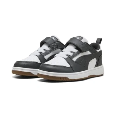 Image de Puma Rebound V6 Lo Ac+ Ps Baskets unisexes pour enfant, Gomme blanche gris foncé, 34 EU