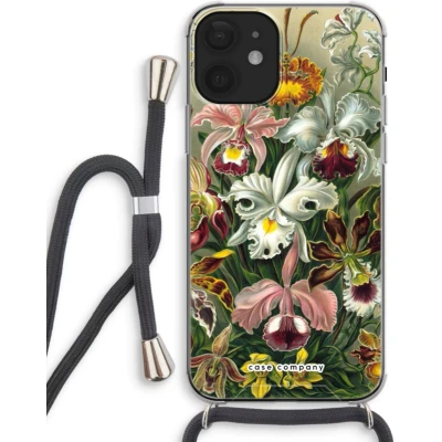 Afbeelding van Case Company® hoesje met Koord geschikt voor iPhone 12 mini Haeckel Orchidae Telefoonhoesje Zwart Extra Bescherming aan alle Kanten en Over de Schermrand