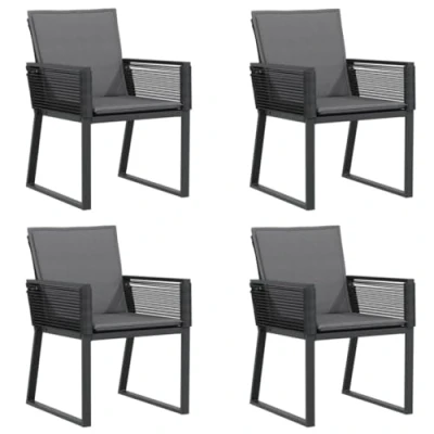 Afbeelding van Tuinstoelen 4 st met kussens poly rattan zwart