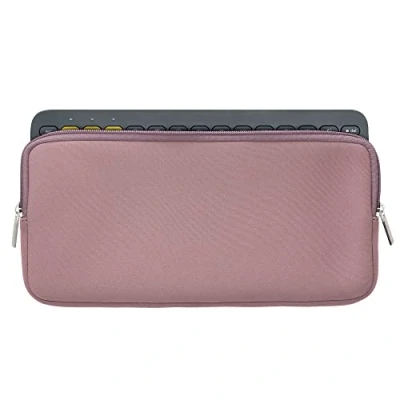 Afbeelding van kwmobile toetsenbord hoes geschikt voor Logitech K380 hoesje Neopreen keyboard beschermhoes Reis case met rits Keyboards cover in donkerroze