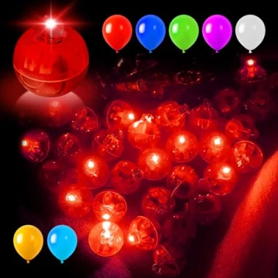 Afbeelding van FFTANXS 100 stuks led ballonnen, ronde lichtbal, herbruikbaar, ballon, mini led, draadloos, geschikt voor verjaardag, bruiloft, Halloween, kerstdecoratie (rood)