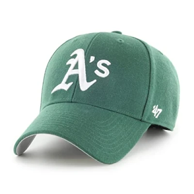 Afbeelding van 47 MLB Oakland Athletics MVP Uniseks baseballpet met klittenbandsluiting, wit logo, donkergroen, één maat, Donkergroen