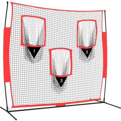 Afbeelding van Honkbalnet Draagbaar 183X105X183 Cm Polyester Zwart En Rood