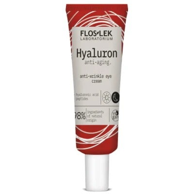 Afbeelding van Floslek Hyaluron anti rimpel oogcrème aging verzorging bevochtiging en versteviging van de huid vermindering donkere kringen 30 ml
