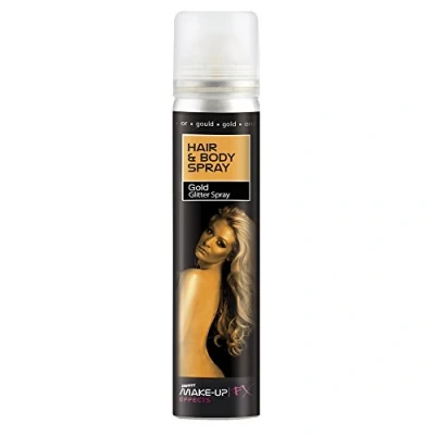 Afbeelding van Smiffys Aerosol voor gezicht en haar, goudkleurig, met glitter, 75 ml