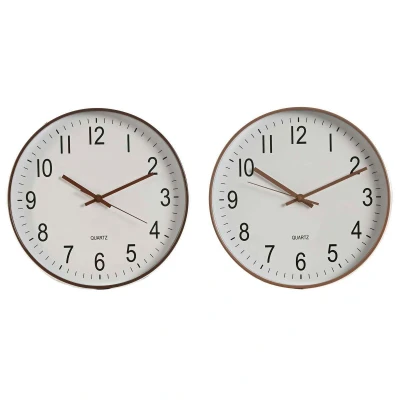 Afbeelding van Muurklok Home ESPRIT Wit Bruin Natuurlijk PVC 30 x 4 cm (2 Stuks)