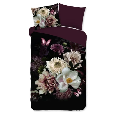 Afbeelding van Pure Dekbedovertrek &quot;bloemen&quot; Bordeaux (200x200/220 cm) Microfiber