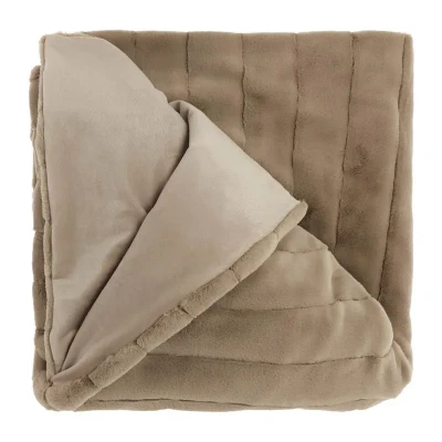 Afbeelding van Unique Living Plaid Norah Fleece/Velvet Taupe 150x200 (BxL) Chateau Grey