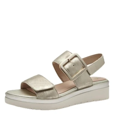Afbeelding van Tamaris Comfort Sandalen met plateauzool, Dames, Maat: 37, Cloudy gold Leer