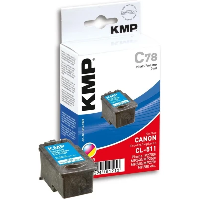 Afbeelding van KMP Inktcartridge vervangt Canon CL 511 Compatibel Cyaan, Magenta, Geel C78 1512,4030