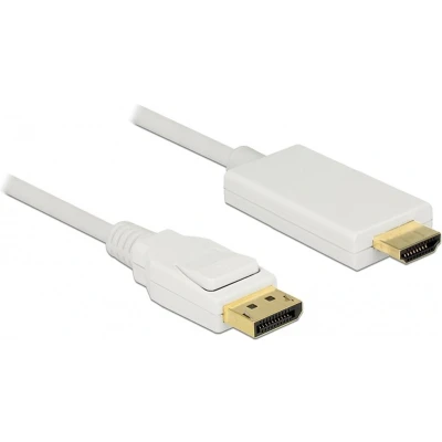Afbeelding van Delock Adapterkabel DisplayPort male naar HDMI 2 m drievoudig afgeschermd gevlochten paar wit passief
