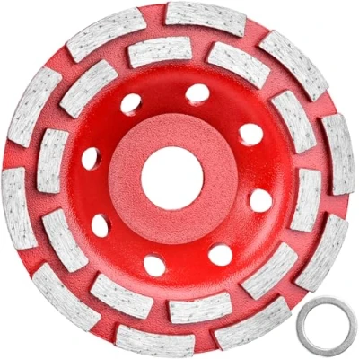 Afbeelding van HATANSE Diamantslijpschijf, 125 mm x 22,23 mm, dubbele rij, voor beton, natuursteen, tegellijm, graniet, metselwerk, rood