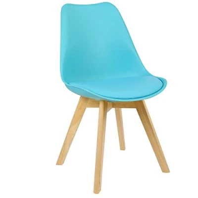 Afbeelding van WOLTU 1 x eetkamerstoel keukenstoel van kunstleer + kunststof hout, blauw BH29bl