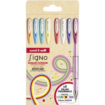 Afbeelding van Uni ball roller Signo Pastel, medium punt, geassorteerde kleuren, etui