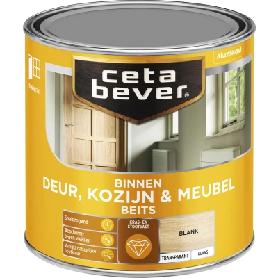 Afbeelding van Ceta Bever Binnenbeits Deur, Kozijn &amp; Meubel Hoogglans Blank 0103 0,25 liter Blanke lak Beits