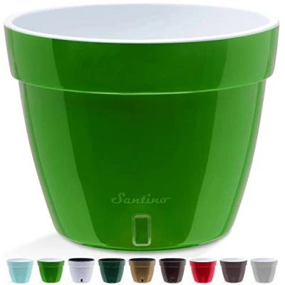 Afbeelding van Santino ASTI Bloempot, 27 cm, zelfbewaterende bloempot met waterpeilindicator, hoogwaardige ronde voor planten, bloemen en kruiden (diameter hoogte 21 9 liter)