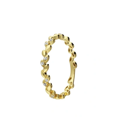 Afbeelding van Lucardi Dames Zilveren goldplated Ring blad 925 Zilver Goudkleurig 16.5 / 52 mm