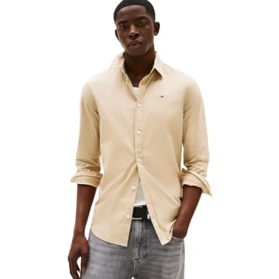 Image de Tommy Jeans Homme Chemise Tjm Original Stretch Shirt Dm0dm04405, Kaki (limon), XXL