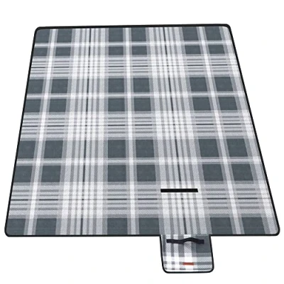 Afbeelding van SONGMICS Picknickdeken, 300 x 200 cm, grote deken voor camping, park, tuin, strand, waterdicht, opvouwbaar, grijs, wit, GCM006G03