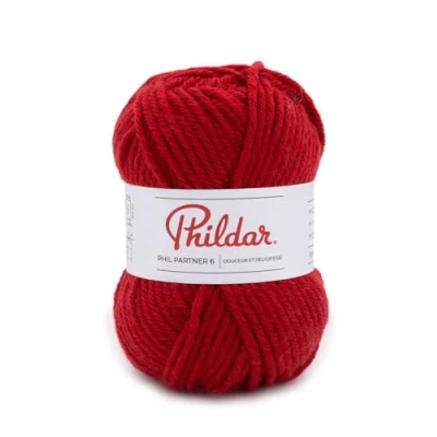 Afbeelding van Phildar Phil Partner 6 wol van 50 g breiwol 25% acryl, wol, 50% polyamide naald nr. kleur klaproos