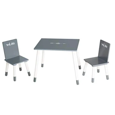 Afbeelding van roba Kinderspeeltafel en 2 Speelstoelen &#039;Rock Star Baby 3&#039; Houten Zitset Donkergrijs