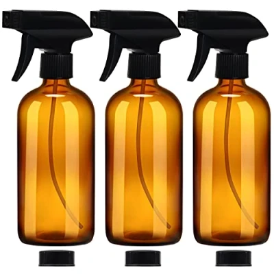 Afbeelding van Belle Vous Herbruikbare lege spuitfles van amberglas (3 stuks) sproeier 500 ml met 2 instellingen voor reinigingsproducten, aromatherapie en etherische oliën