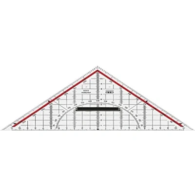 Afbeelding van Geodriehoek M鯾ius &amp; Ruppert 22cm plexiglas transparant voor technisch tekenen