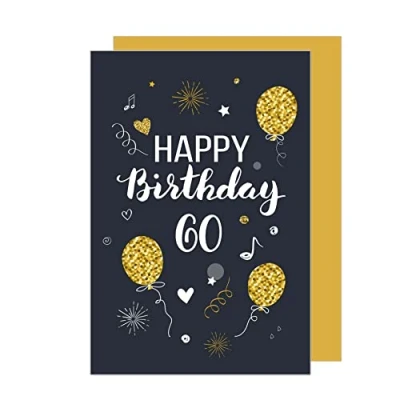 Afbeelding van Edition Seidel Hoogwaardige wenskaart voor de 60e verjaardag met envelop, Happy Birthday mannen en vrouwen (GZ346 60 SW023)