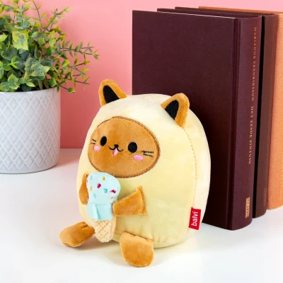 Afbeelding van Kawaii Kat Boekensteun Geel/ijsje