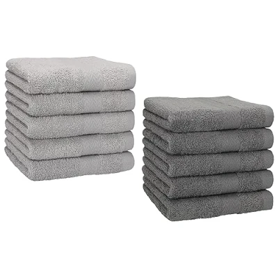 Afbeelding van Zeepdoekjes, premium 100% katoen, set van 30 x cm, antraciet en zilvergrijs, 10 stuks