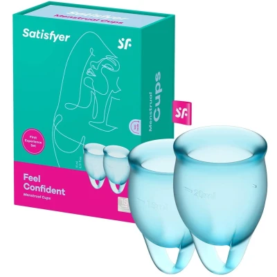 Afbeelding van Satisfyer Feel Confident Menstruatie Cup Set Lichtblauw
