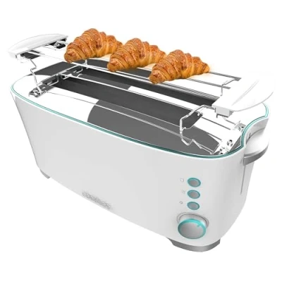Afbeelding van Cecotec Verticale broodrooster toast en knop, extra dubbele W. 1350 W vermogen, lange groef voor 2 toast, automatische uitschakeling pop up, roestvrij staal, kruimelverzamelaar,