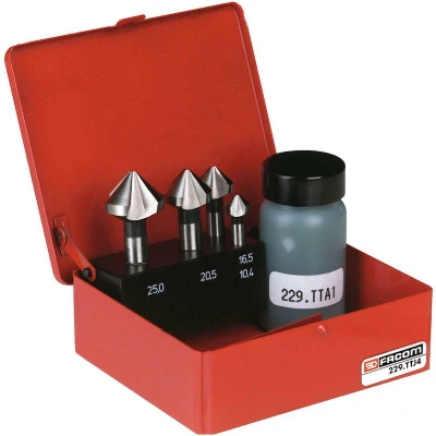 Image de FACOM 229.TTJ4 Jeu de fraises coniques 90 en coffret métallique 4 pièces