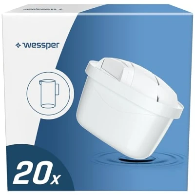 Image de Wessper Cartouche Filtrante, Filtre à Eau Compatibles avec la Carafe Filtrante Maxtra, Charbon Actif et résine échangeuse d&#039;ions 20 pièces