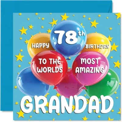 Afbeelding van verjaardagskaart voor opa World&#039;s Most Amazing Grandad van kleinzoon en kleindochter, 145 mm x mm, 78 jaar, wenskaarten
