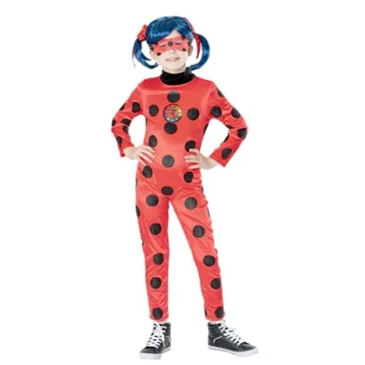 Afbeelding van Rubies Miraculous Ladybug Premium kostuum voor meisjes, fluwelen overall met glanzende stippen, lenticulaire badge en masker, carnaval, verjaardag, Kerstmis Halloween