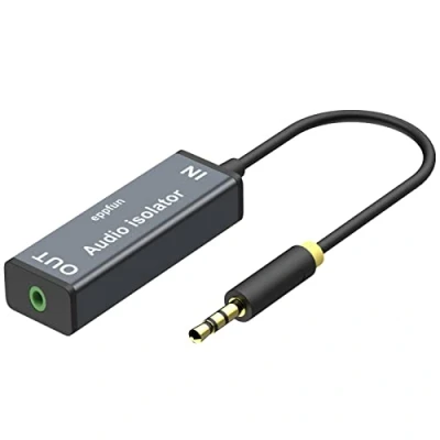 Afbeelding van eppfun AV100A Ground Loop Noise isolator, geluidsisolatie, aardingsgesp, voor auto/home stereosysteem, met 3,5 mm AUX/RCA &amp; jack
