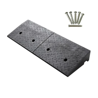 Afbeelding van Rubberen oprit stoeprand helling, zware drempelhelling, oprijplaat voor fiets voertuig rolstoel (maat: hoogte 15 cm (6 inch))