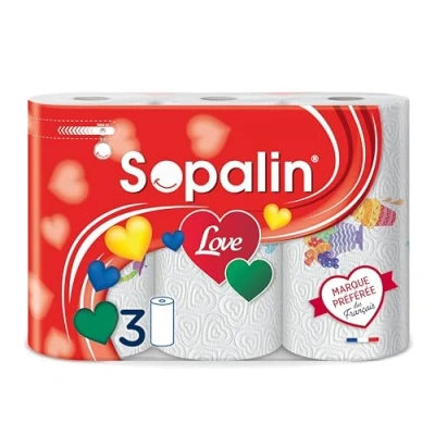 Afbeelding van Sopalin Love 3 rollen lagen originele decoraties verpakking 80% gerecycled kunststof FSC® gecertificeerd papier gemengd (C017535)