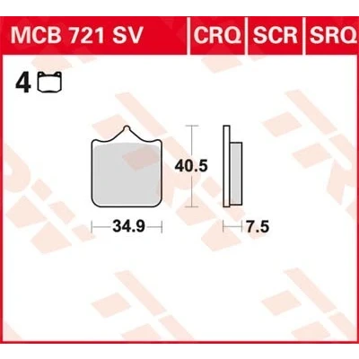 Afbeelding van Remblokkenset, schijfrem TRW MCB721SV