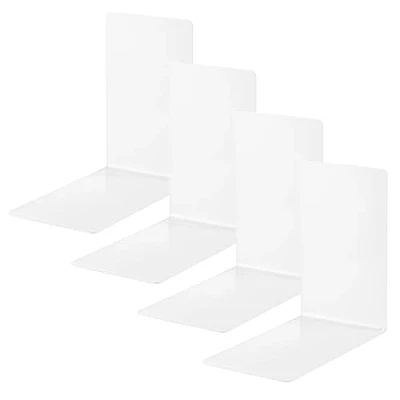 Afbeelding van Alco Albert 4301 10 4 boekensteunen van metaal, wit, 14 x 8,5 cm, voor school, kantoor en thuis