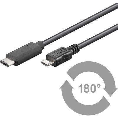 Afbeelding van Microconnect USB C/Micro B, 1 m kabel 2.0 Micro B Zwart