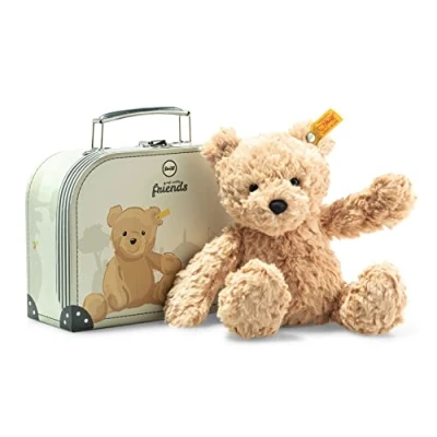 Afbeelding van Steiff Jimmy 113918 schattige teddybeer met kunststof ogen, voor kinderen, jongens en meisjes, in koffer, 25 cm, lichtbruin