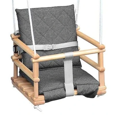 Afbeelding van 3 in 1 houten Babyschommel Kinderschommel Met veiligheidsriem en schommelzitje Voor binnen buiten