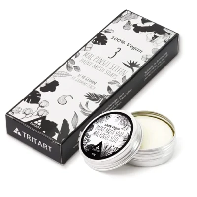 Afbeelding van Tritart Penseelreiniger voor acrylverf en aquarel, 3 x kunstenaarszeep schilderkwastenreiniger, 40 g, veganistische penseelzeep kunstenaars