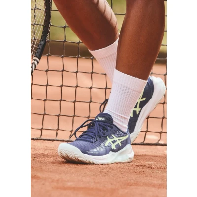 Afbeelding van Asics GEL Challenger 14 CLAY Tennisschoenen voor kleibanen, Dames, Maat: 37.5, Blue expanse/illuminate yellow Hoogwaardig imitatieleer